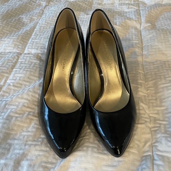 Patent Black Almond Toe Stilettos - Picture 2 of 4